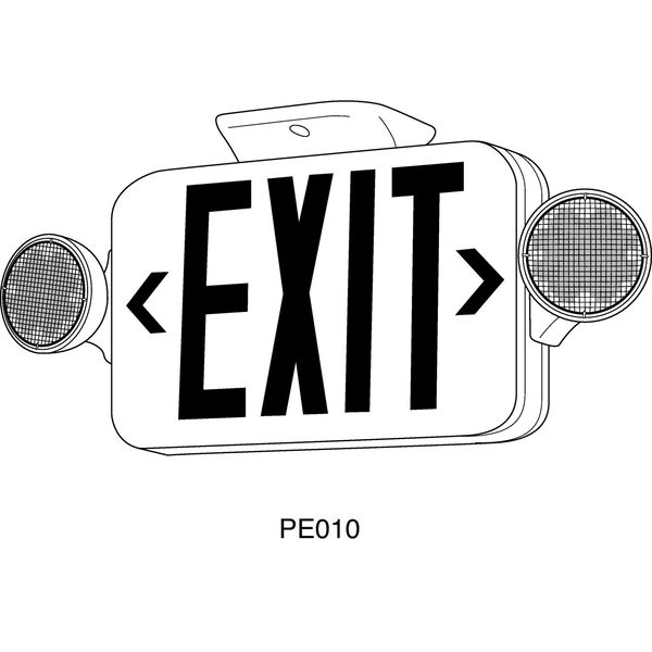 PECUE-UG-30: White Two-Light LED Exit Sign, image 2