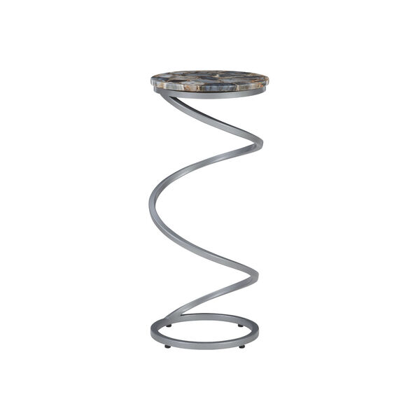 Rian Silver and Multicolor Stone Top Spiral Drink Table, image 3