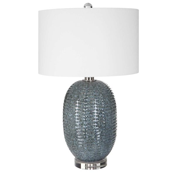 Caralina Blue and Polished Nickel One-Light Geometric Table Lamp, image 4