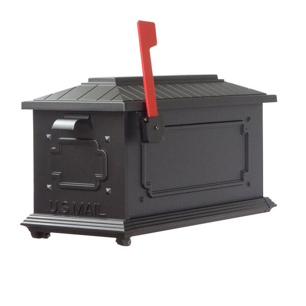 Curbside Black Kingston Mailbox with Floral Front Single Mounting Bracket, image 1
