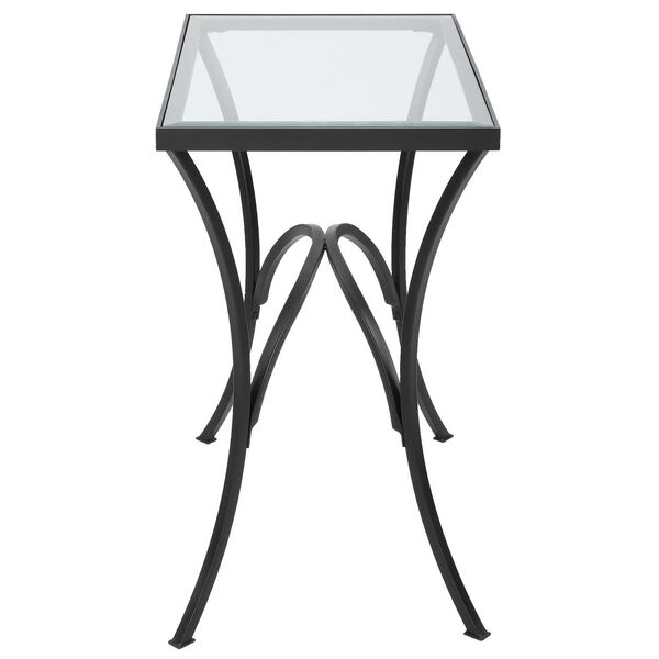 Alayna Black Metal and Glass End Table, image 5