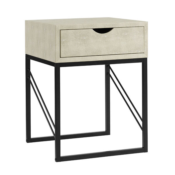 Off White and Black Side Table with One Drawer, image 1