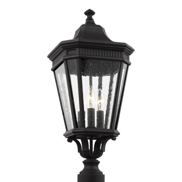 Cotswold Lane Black 10-Inch Three-Light Outdoor Post Lantern, image 1