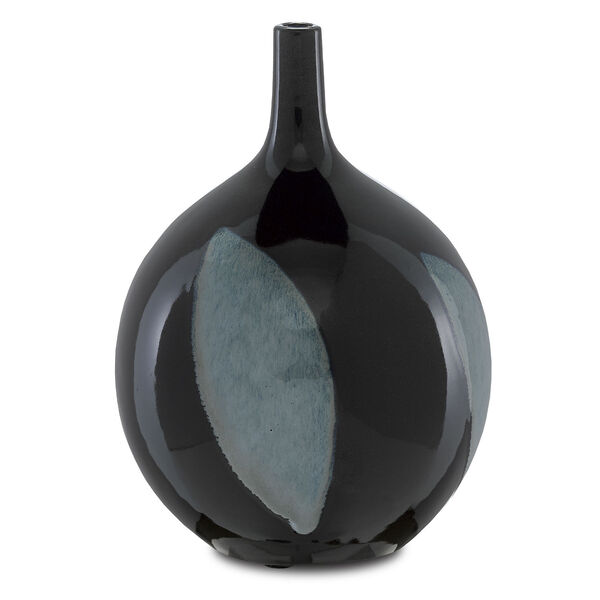 Let Us Twist Black Steel Blue Round Vase, image 2