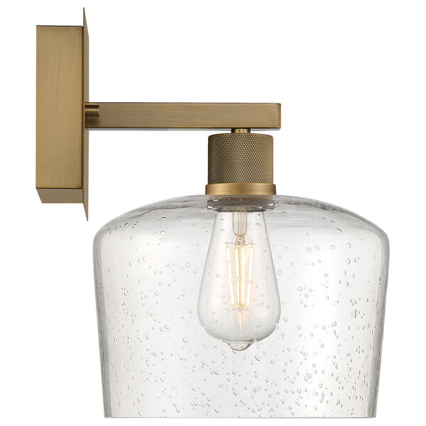 Port Nine Brass-Antique and Satin Outdoor One-Light LED Wall Sconce with Clear Glass, image 3