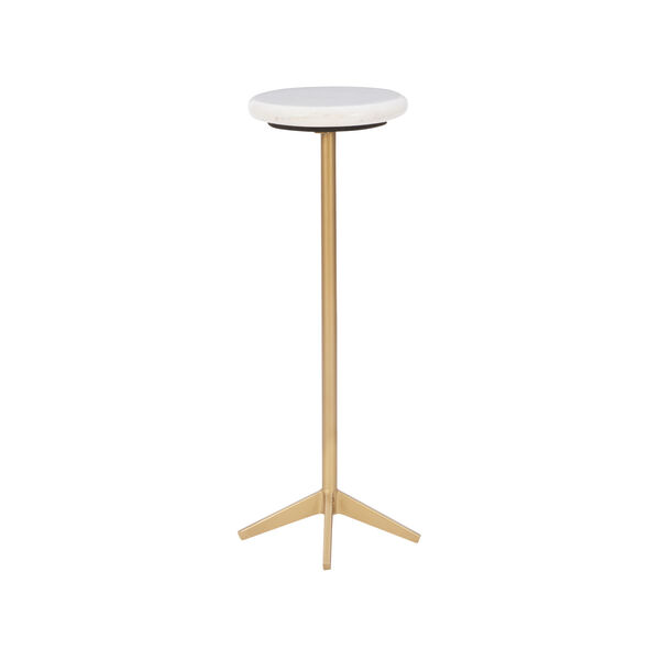 Arrow Gold Drink Side Table with White Marble, image 2
