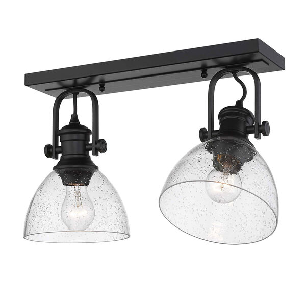 Hines Black Two-Light Semi-Flush Mount With Seeded Glass, image 2