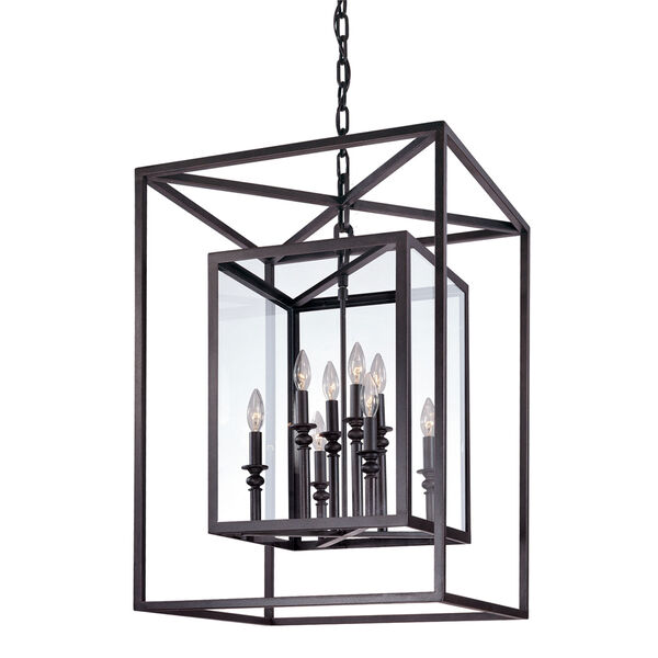 Morgan Deep Bronze Eight-Light Pendant with Clear Glass, image 1