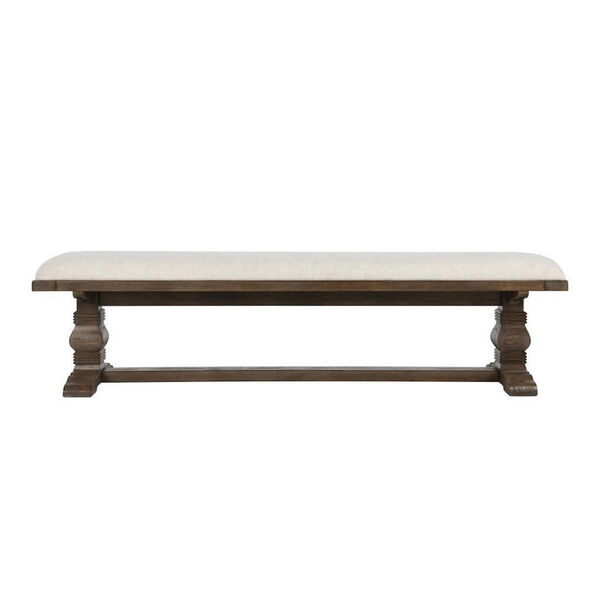 Quincy Weathered Brown and White Upholstered Bench, image 5