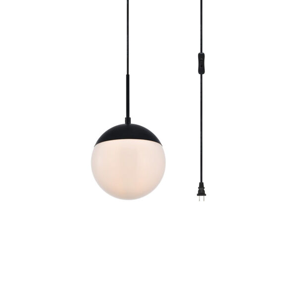 Eclipse Black and Frosted White Eight-Inch One-Light Plug-In Pendant, image 3