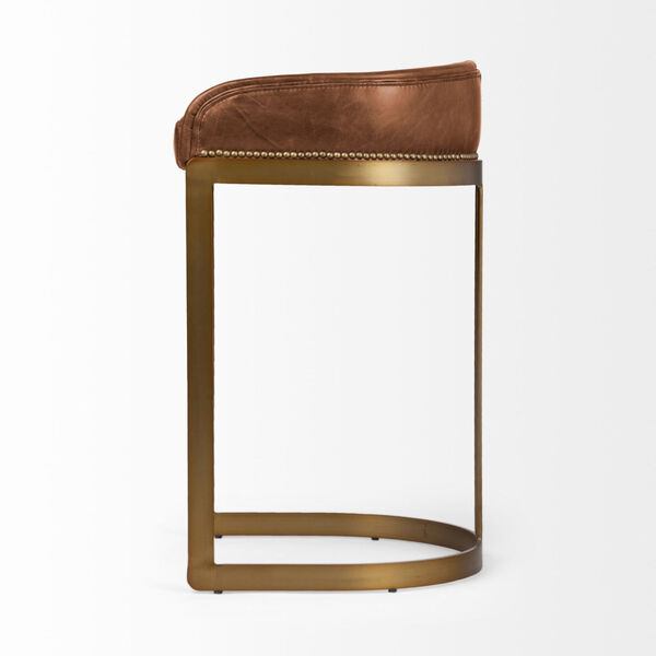 Hollyfield Brown and Gold Leather Seat Bar Height Stool, image 3