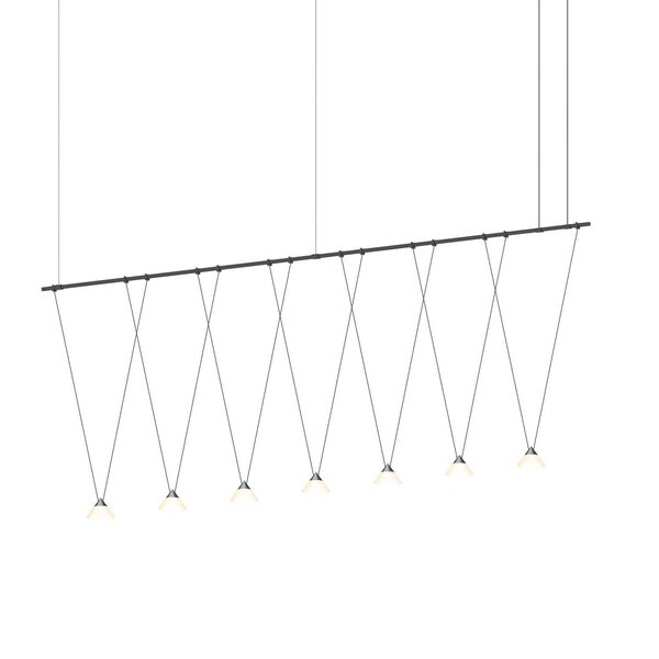 Suspenders Satin Black Eight-Feet Seven-Light LED Linear Chandelier, image 1