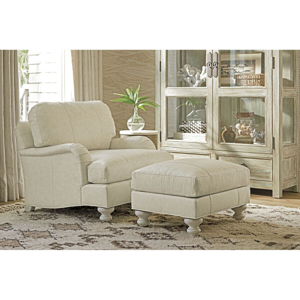 Ocean Breeze White Gilmore Leather Arm Chair, image 3