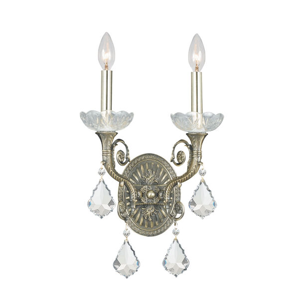Majestic Historic Brass Two-Light Crystal Sconce, image 1