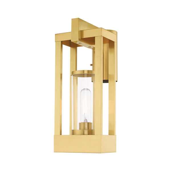 Delancey Satin Brass Post Top Lantern Transparent Glass, image 4