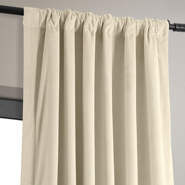 Alabaster Beige Blackout Velvet Pole Pocket Single Panel Curtain 50 x 84, image 11