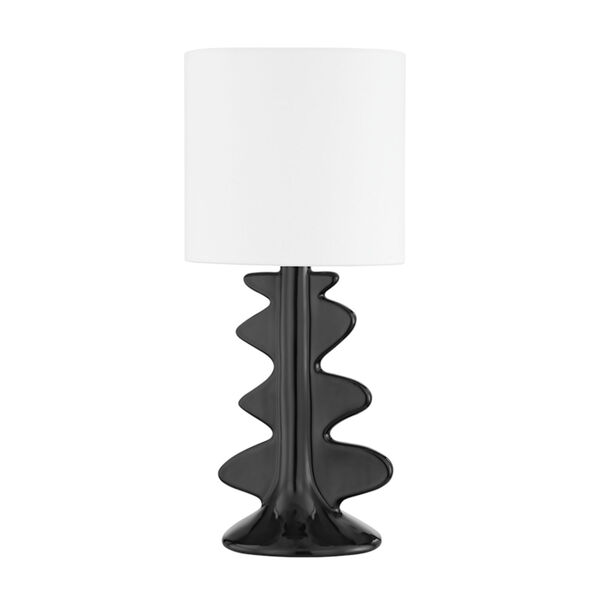 Liwa Aged Brass and Ceramic Gloss Black One-Light Table Lamp, image 1
