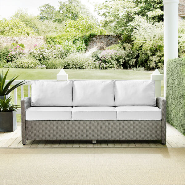 Bradenton White Gray Outdoor Wicker Sofa, image 5