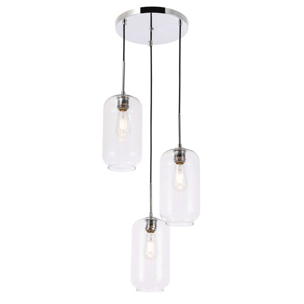Collier Chrome 16-Inch Three-Light Pendant with Clear Glass, image 3