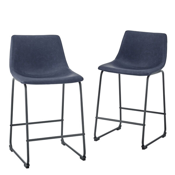 Navy Blue and Black Counter Stool, Set of 2, image 1