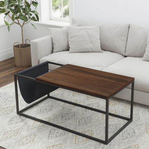 Riley Black and Walnut Sofa Table with Metal Frame and Canvas, image 2