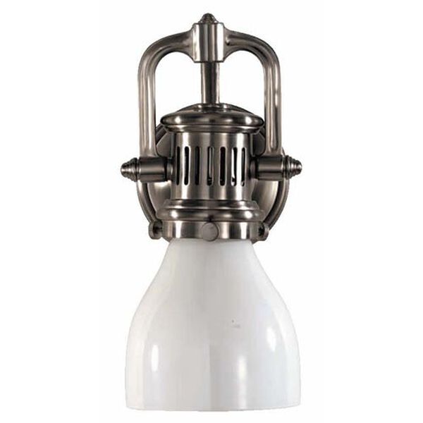 Yoke Suspended Sconce in Antique Nickel with White Glass by Chapman and Myers, image 1