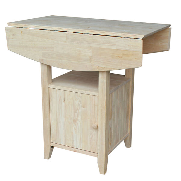Unfinished Dual Drop Leaf Bar Height Bistro Table with Storage, image 2