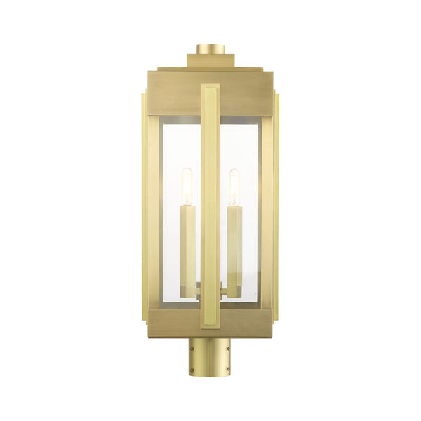 Lexington Natural Brass Three-Light Outdoor Post Lantern, image 3