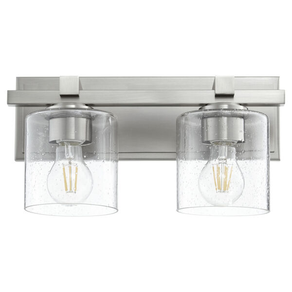 Satin Nickel and Clear Seeded Two-Light Bath Vanity, image 1