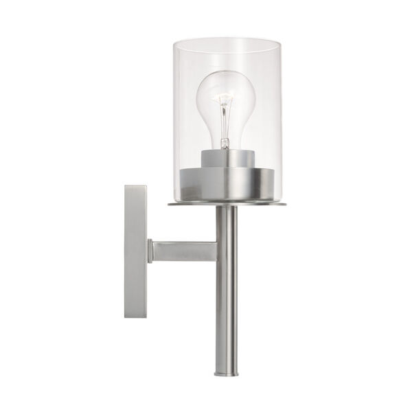 HomePlace Mason Brushed Nickel One-Light Sconce with Clear Glass, image 5