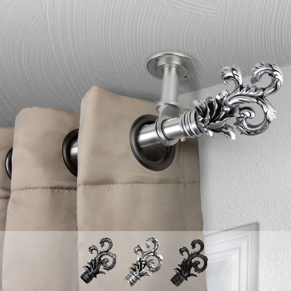 Plume Satin Nickel 48-Inch Ceiling Curtain Rod, image 2