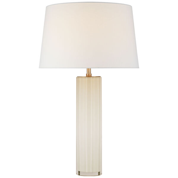 Fallon Large Table Lamp in White Glass with Linen Shade by Chapman  and  Myers, image 1