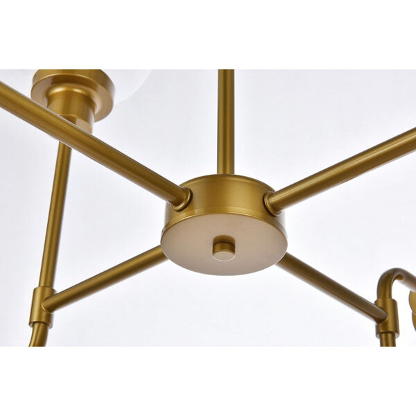 Hanson Black and Brass and Frosted Shade Eight-Light Pendant, image 4