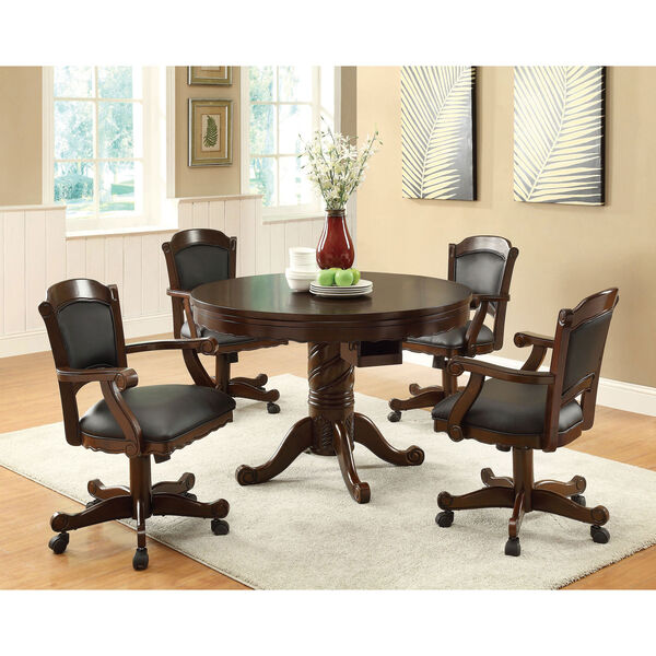 Turk Arm Game Chair with Casters and Leatherette Seat and Back, image 4