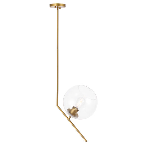Ryland Brass One-Light Pendant with Clear Glass, image 6