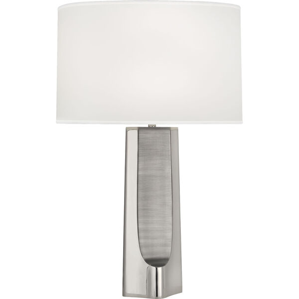 Margeaux Polished Nickel One-Light Table Lamp With White Oval Organza Shade, image 1