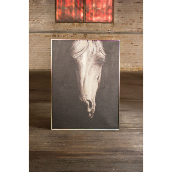 Black and Gray Front View Horse Wall Décor With Silver Frame, image 1