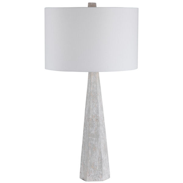 Apollo Off-White and Light Gray One-Light Table Lamp with Round Drum Hardback Shade, image 1