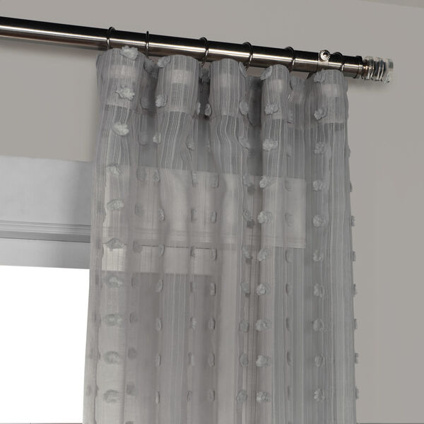 Dot Grey Patterned Linen Sheer Curtain Single Panel, image 2