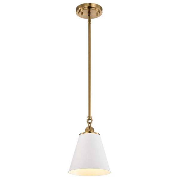 Dover White and Vintage Brass One-Light Mini Pendant, image 5