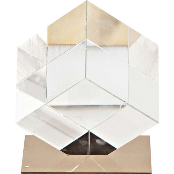 Lareina II Clear Large Glass Cube Decorative Object, image 1