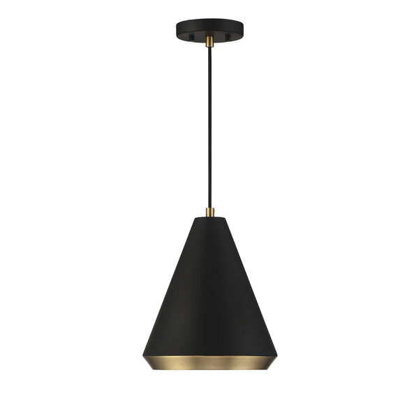 Chelsea Matte Black and Natural Brass 10-Inch One-Light Pendant, image 3