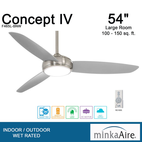 Concept IV Brushed Nickel 54-Inch LED Smart Ceiling Fan, image 5