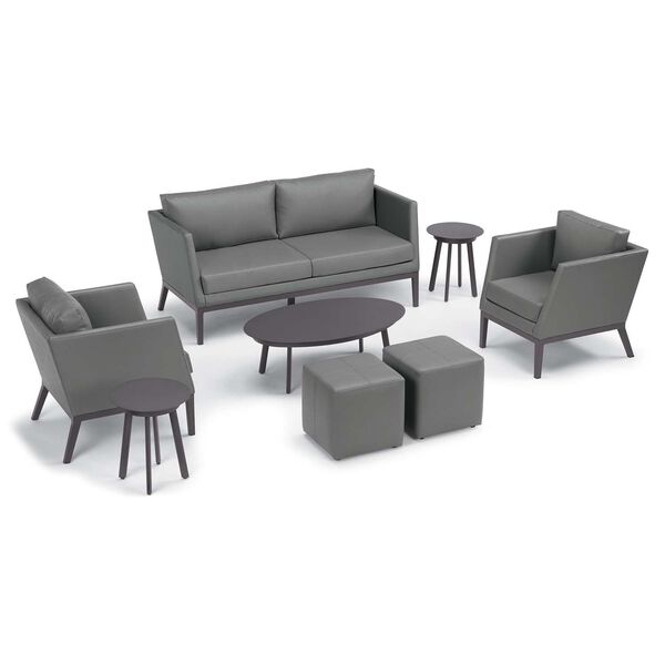 Salino and Eiland Powder Coat Carbon Eight-Piece Outdoor Furniture Set, image 1