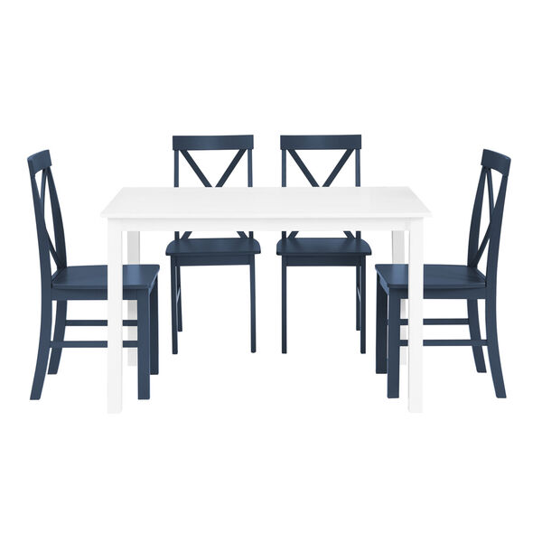 White and Navy Dining Set, Five Piece, image 2