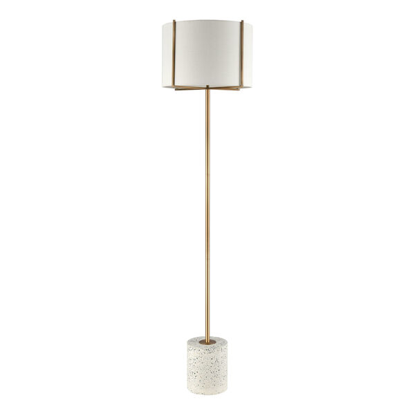 Trussed White Terazzo with Gold One-Light Floor Lamp, image 2