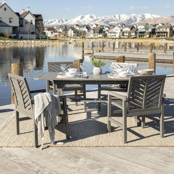 Gray Wash 35-Inch Five-Piece Extendable Outdoor Dining Set, image 1
