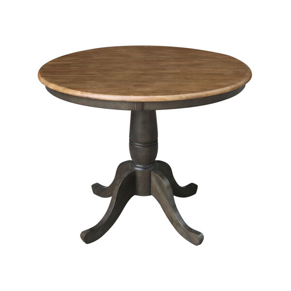 Hickory and Washed Coal 36-Inch Width x 29-Inch Height Hardwood Round Top Pedestal Table, image 1