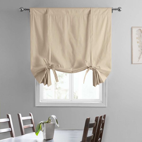 English Cream Solid Cotton Tie-Up Window Shade Single Panel, image 2