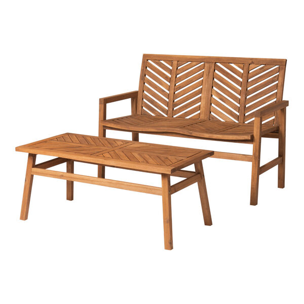 Brown  25-Inch Two-Piece Chevron Outdoor Chat Set, image 3